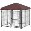PawHut Outdoor Dog Kennel 4.6x5 with Waterproof Canopy and Large Door Silver