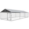 PawHut 19.7' x 7.5' x 4.9' Dog Kennel Outdoor for Large-Sized Dogs with Waterproof UV Resistant Roof, Silver