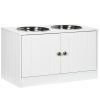 PawHut Elevated Dog Bowls with Storage Cabinet, Large 44L Capacity, Raised Dog Bowl Stand, Pet Food Bowl Feeding Station, White