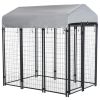 Pawhut 6' x 4' x 6' Large Dog Kennel Outdoor, Heavy Duty Dog Kennel with UV-Resistant Oxford Cloth Roof & Secure Lock, Black