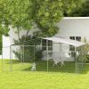 PawHut Outdoor Dog Kennel Galvanized Steel Fence with Cover Secure Lock Mesh Sidewalls for Backyard 15' x 15' x 7.5'