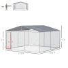 PawHut Outdoor Dog Kennel Galvanized Steel Fence with Cover Secure Lock Mesh Sidewalls for Backyard 13' x 13' x 7.5'
