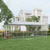 PawHut 20' x8' Dog Kennel Outdoor for All Breed Dogs with Waterproof UV Resistant Roof, Silver