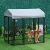 Pawhut 6' x 4' x 6' Large Dog Kennel Outdoor, Heavy Duty Dog Kennel with UV-Resistant Oxford Cloth Roof & Secure Lock, Black