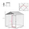 PawHut 6.6x6.6x7.8 Outdoor Dog Kennel for Small Medium Dogs w Waterproof Roof Silver