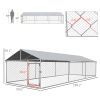 PawHut 19.7' x 7.5' x 4.9' Dog Kennel Outdoor for Large-Sized Dogs with Waterproof UV Resistant Roof, Silver