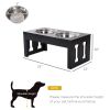 PawHut 23" Modern Decorative Dog Bone Wooden Heavy Duty Elevated Dog Bowl Feeding Station - Black