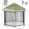 PawHut Heavy-duty 47 Freestanding Pet Playpen Kennel with Door & Removable Cover for Small Medium Dogs 6 Panels Brown