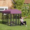PawHut Welded Wire Outdoor Dog Kennel with 360° Rotating & 4 Levels Adjustable Bowls, Waterproof Cover, 7.9' x 4' x 6'