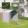 PawHut Galvanized Chain Link Large Outdoor Dog Kennel with Waterproof & UV-Resistant Cover, for M&L Dogs, 13.1' x 7.5' x 7.5'