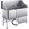 61 Inch Dog Grooming Bath Tub Stainless Steel w Ramp Water Filter Left